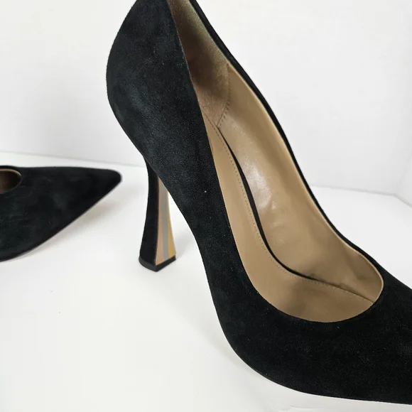 Sam Edelman Antonia Pointed Toe Black Suede Pump Heel Size 8.5 Minimalist - Picture 5 of 8